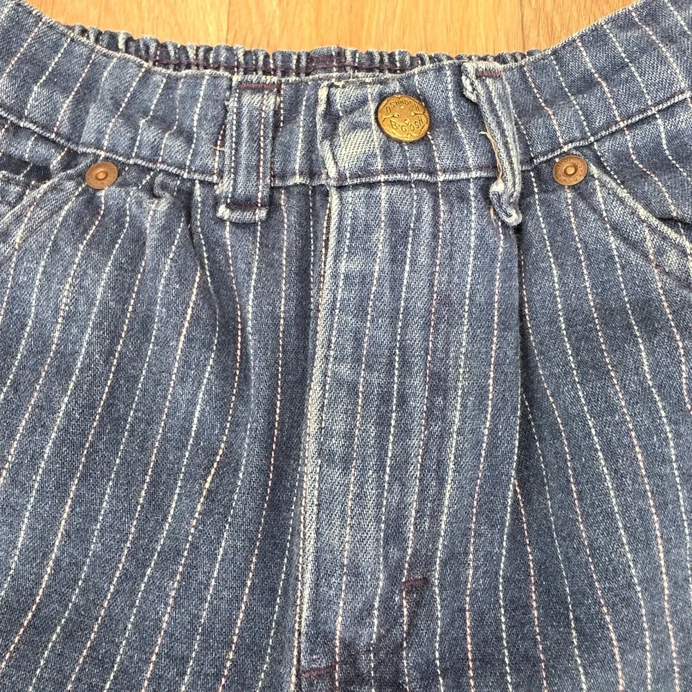 Vintage OshKosh B'Gosh Girls Pinstripe Jeans Blue Pink Made in USA Size 6